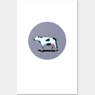 Skateboarding Cow Posters and Art